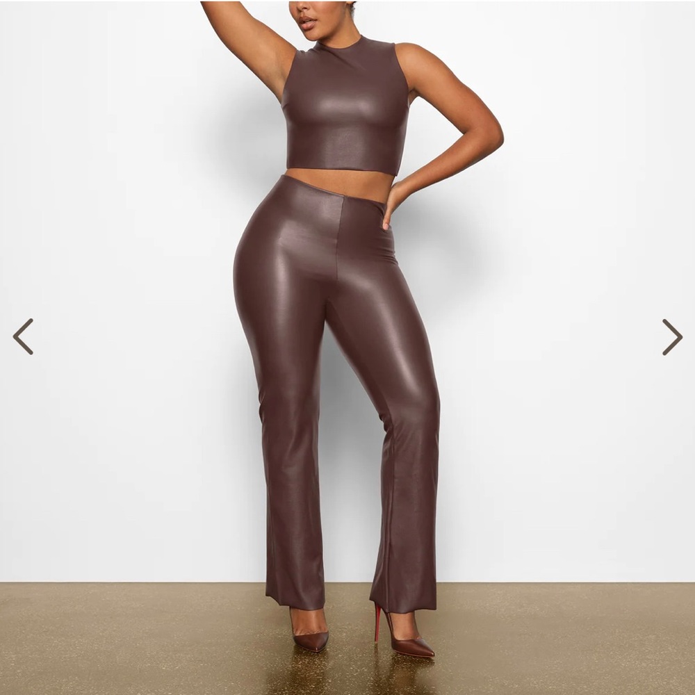 Skims faux leather bootcut pants